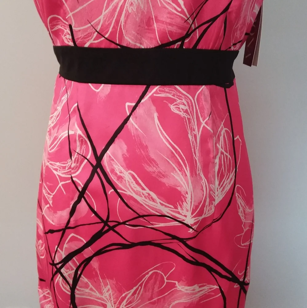 NWT Merona Pink and Black Halter Style Dress with Floral Design - Picture 4 of 13
